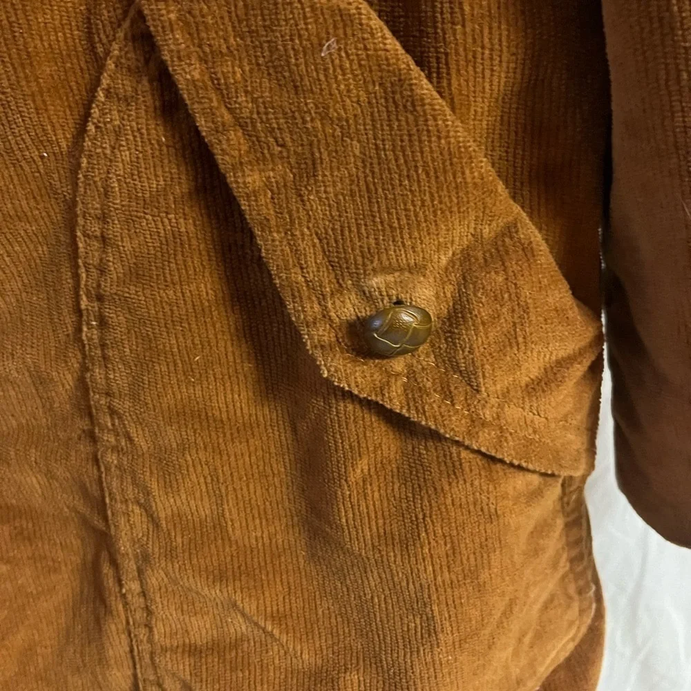 Men's Brown Corduroy Jacket with Faux Fur Lining Vintage brown